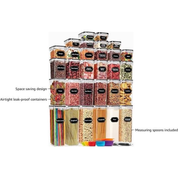 30 Pack Airtight Food Storage Containers for Kitchen Pantry Organizers - Picture 4 of 7